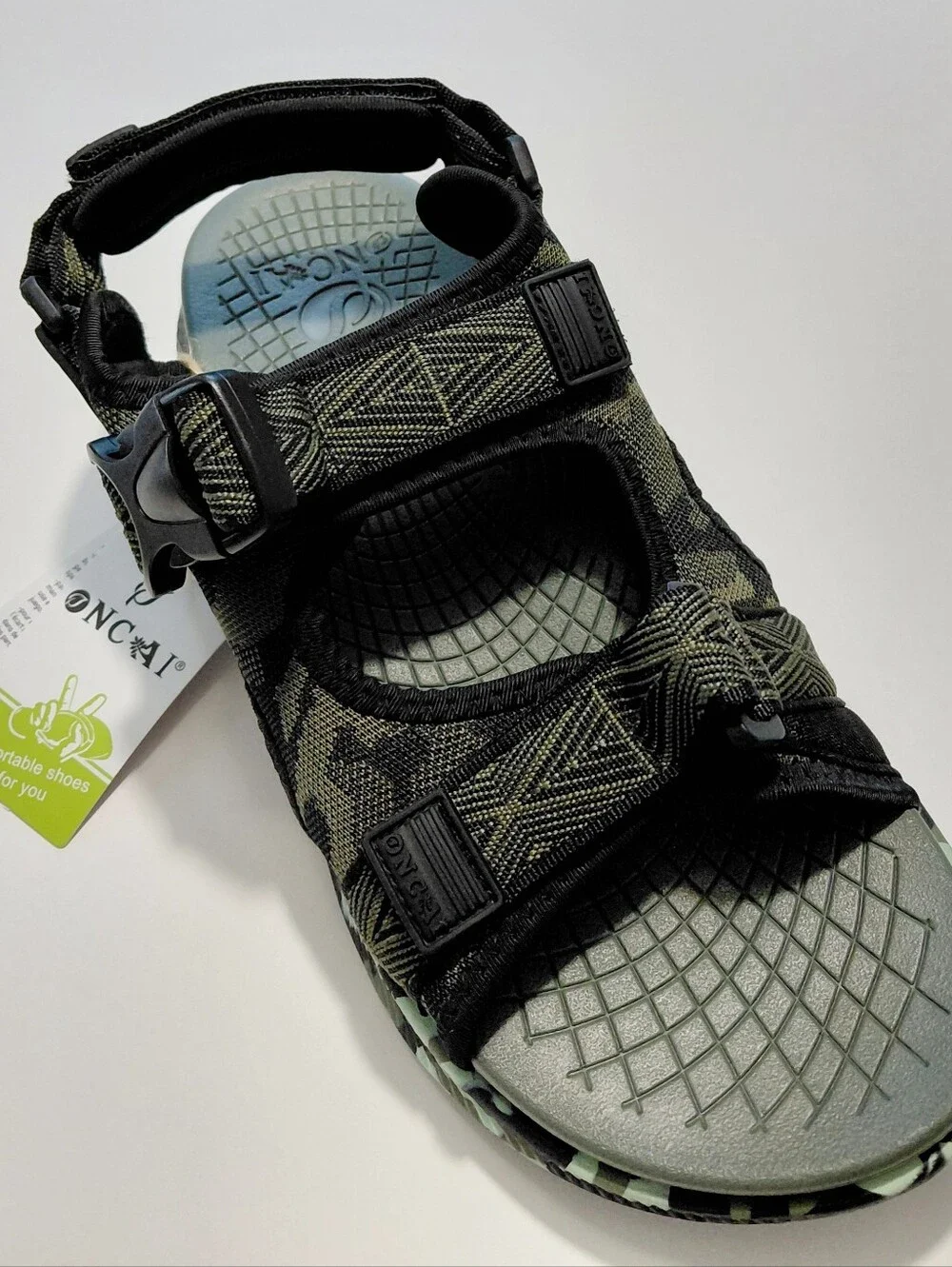 NCAI Men's  Camouflage Green Hiking Sandals Size 9